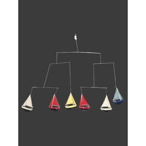 VTG Handmade Wooden Boat Sailing Nursery Mobile Yacht Hanging Decoration